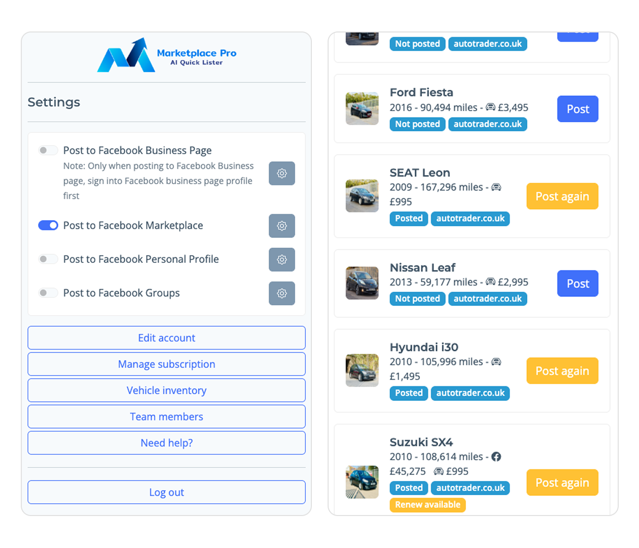 Marketplace Pro Dashboard